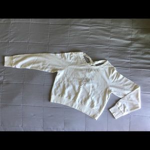 White Cropped Long Sleeve Sweater